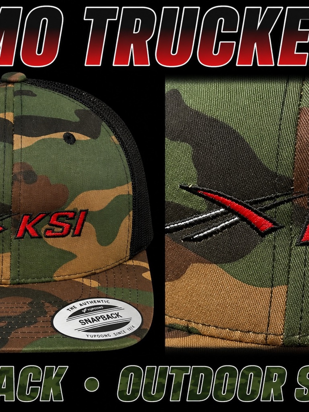 The Classic Camouflage Snapback Hat with Red Embroidery